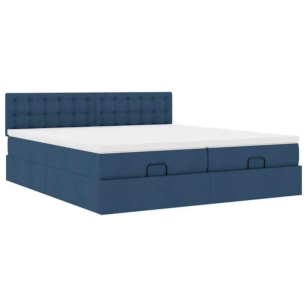 Struttura Letto Pouf con Materassi Blu 180x200cm in Tessuto 3312042