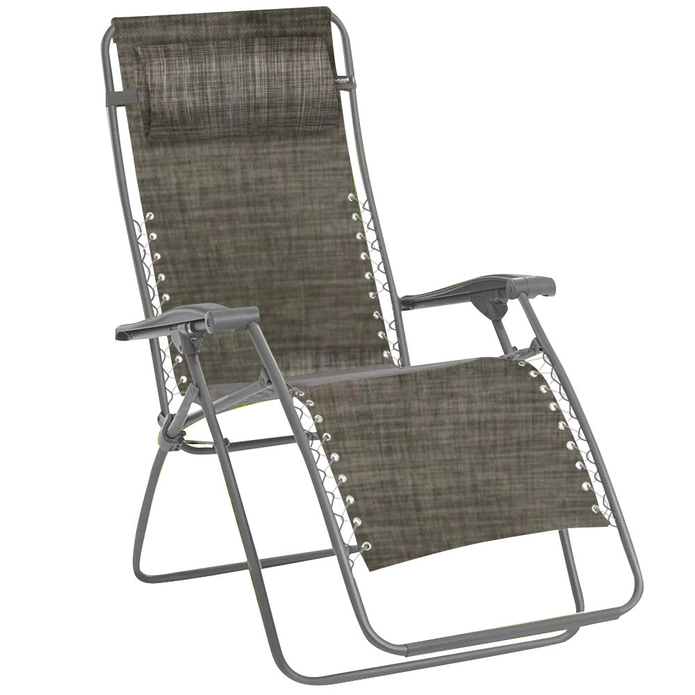 Sedia Giardino Poltrona Relax Pieghevole Gravita Zero Metallo Tessuto Grigio