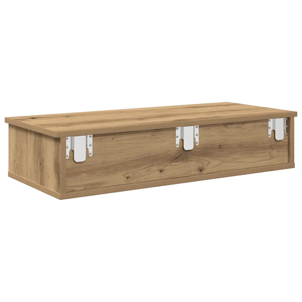 Scaffale a Parete con Cassetti Rovere 80x31x17 cm in Truciolato 859958