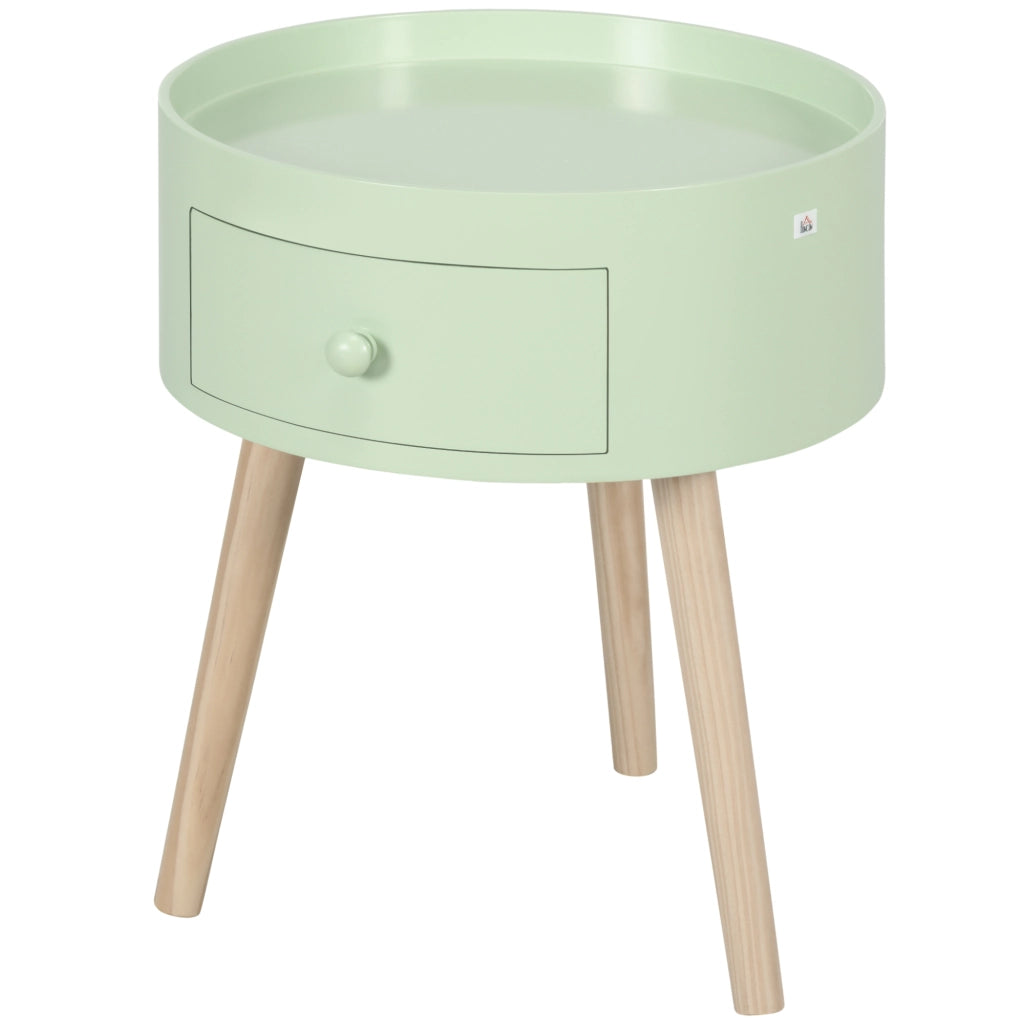 Tavolino rotondo con cassetto ¨C zephmum ¨C design scandinavo gambe effilate
