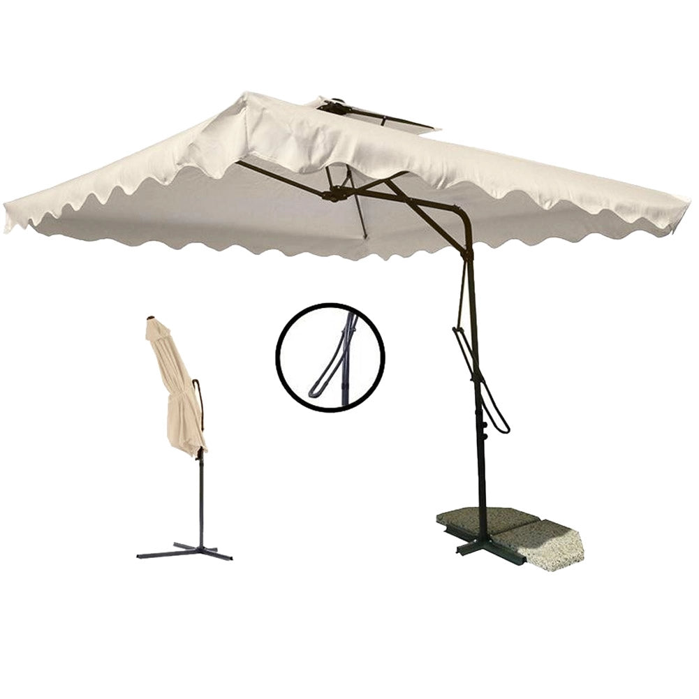Ombrellone Giardino Decentrato 2,5 mt Ecru con pendente Palo Metallo Gazebo