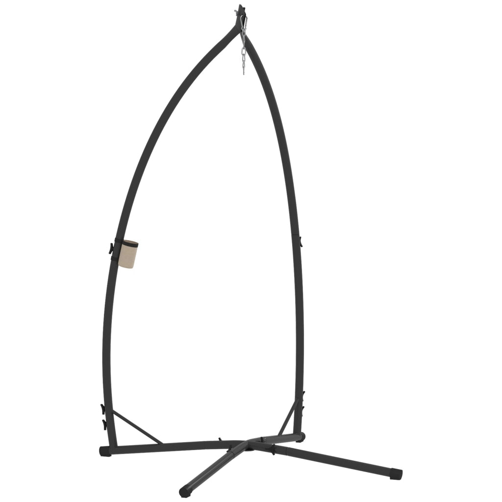 Sedia da giardino sospesa ¨C Zephmum ¨C Nero, struttura in acciaio, con portabevande