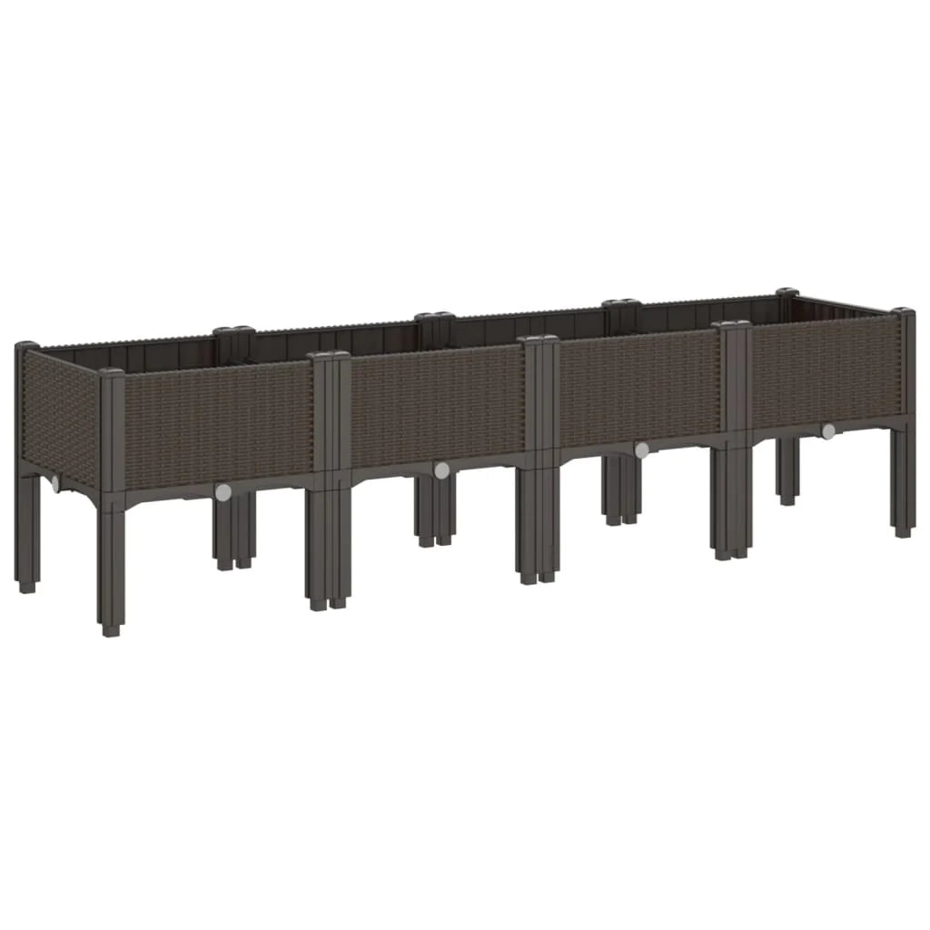 Fioriera rialzata per piante fiori patio giardino con gambe 160 x 40 x 42 cm PP marrone 02_0038159