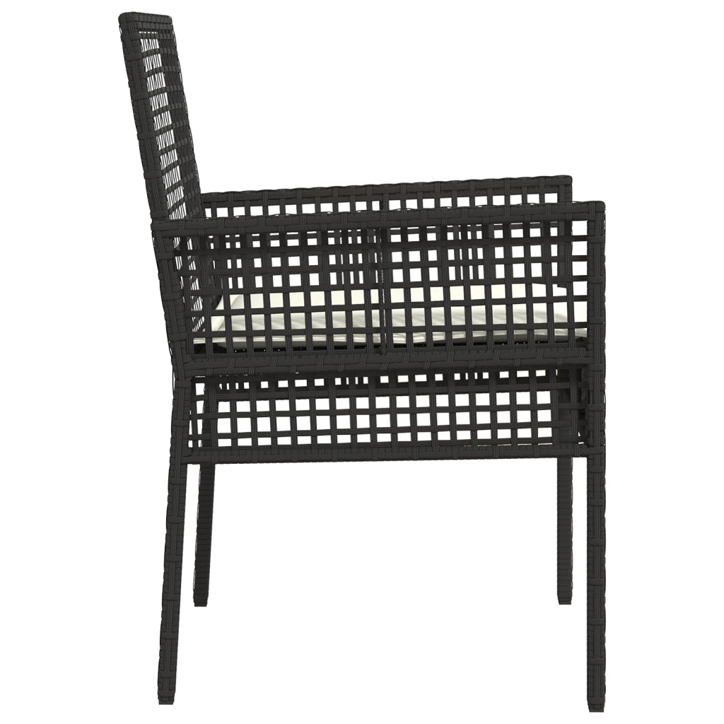 Sedia da giardino  2 pezzi con cuscini Nero in Polyrattan