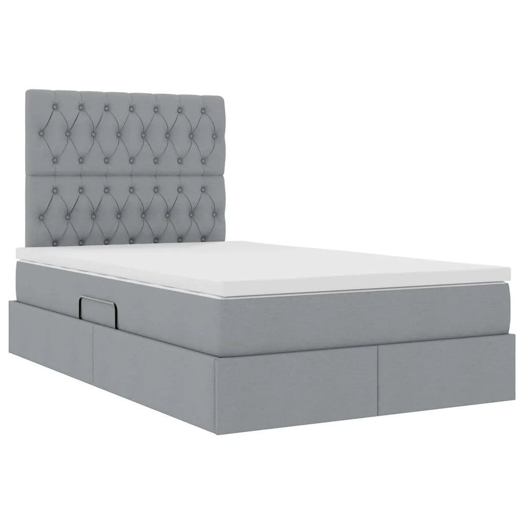 Letto con contenitore LED e materasso Grigio Chiaro