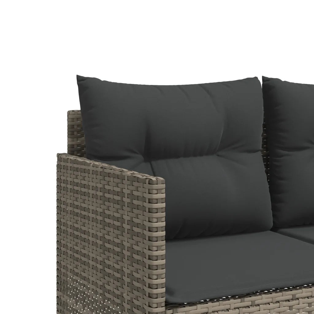 Lettino Prendisole con Cuscini Grigio in Polyrattan 368328