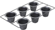 Popover metallico con un contenuto di 6 tazze, realizzato con un robusto acciaio aluminizzato con rivestimento antiscivolo, ideale per la preparazione di Yorkshire puddings, muffins e popovers.