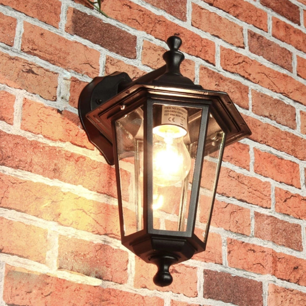 Applique Esterno Riley Alluminio Nero Giu&apos 1 Luce E27 Ip44