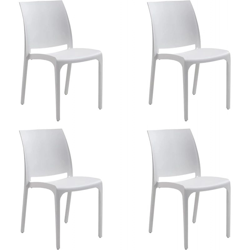 Sedia set 4 pz in resina impilabile made in Italy design per interno esterno SOFIA Bianca