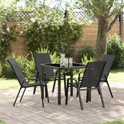 Set da Pranzo da Giardino da 5 Pezzi in Textilene Nero e Acciaio