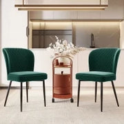 Set di 2 Sedie Imbottita in Velluto con Schienale, Struttura in Metallo, per Sala da Pranzo, 47×43×86 cm, Verde