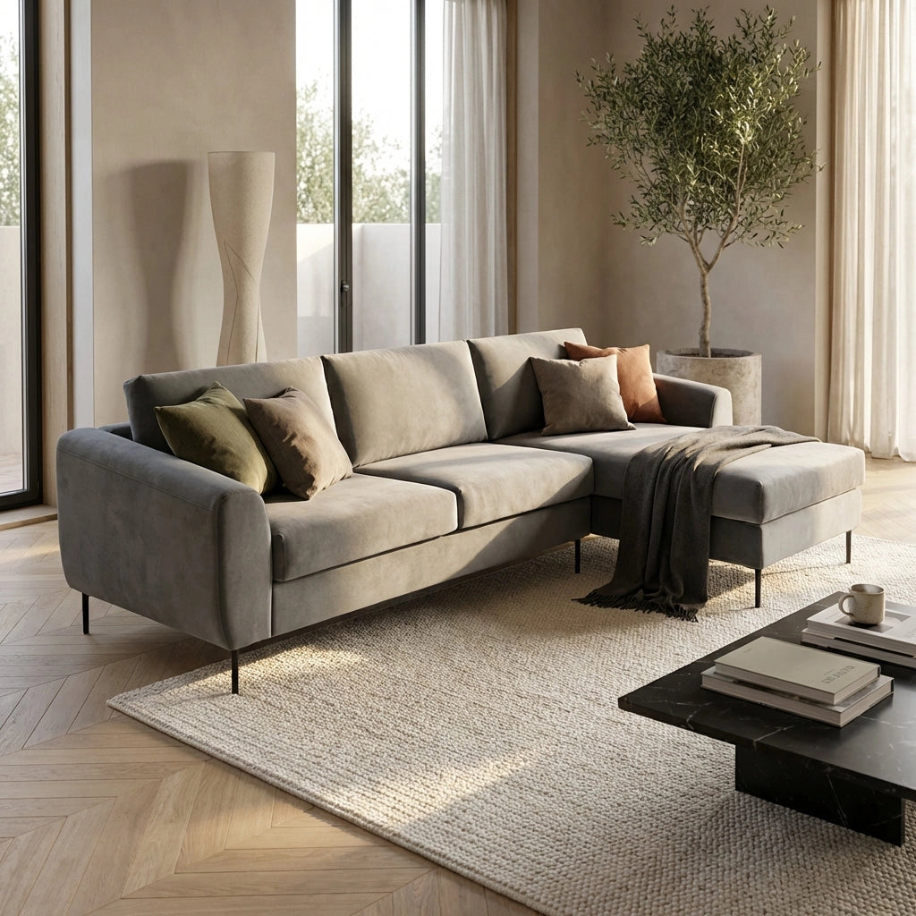 Divano moderno con chaise lounge in Tessuto cm 181x96x84 - RIKI