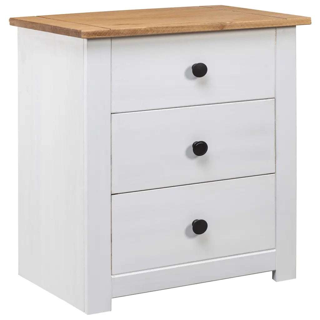 Comodino Bianco 46x40x57 cm in Legno di Pino Panama Range cod mxl 40313