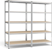 Set di archiviazione a 2 ripiani - cassettone - pannelli metallici - acciaio inossidabile - MDF - 60cm x 120cm x 200cm