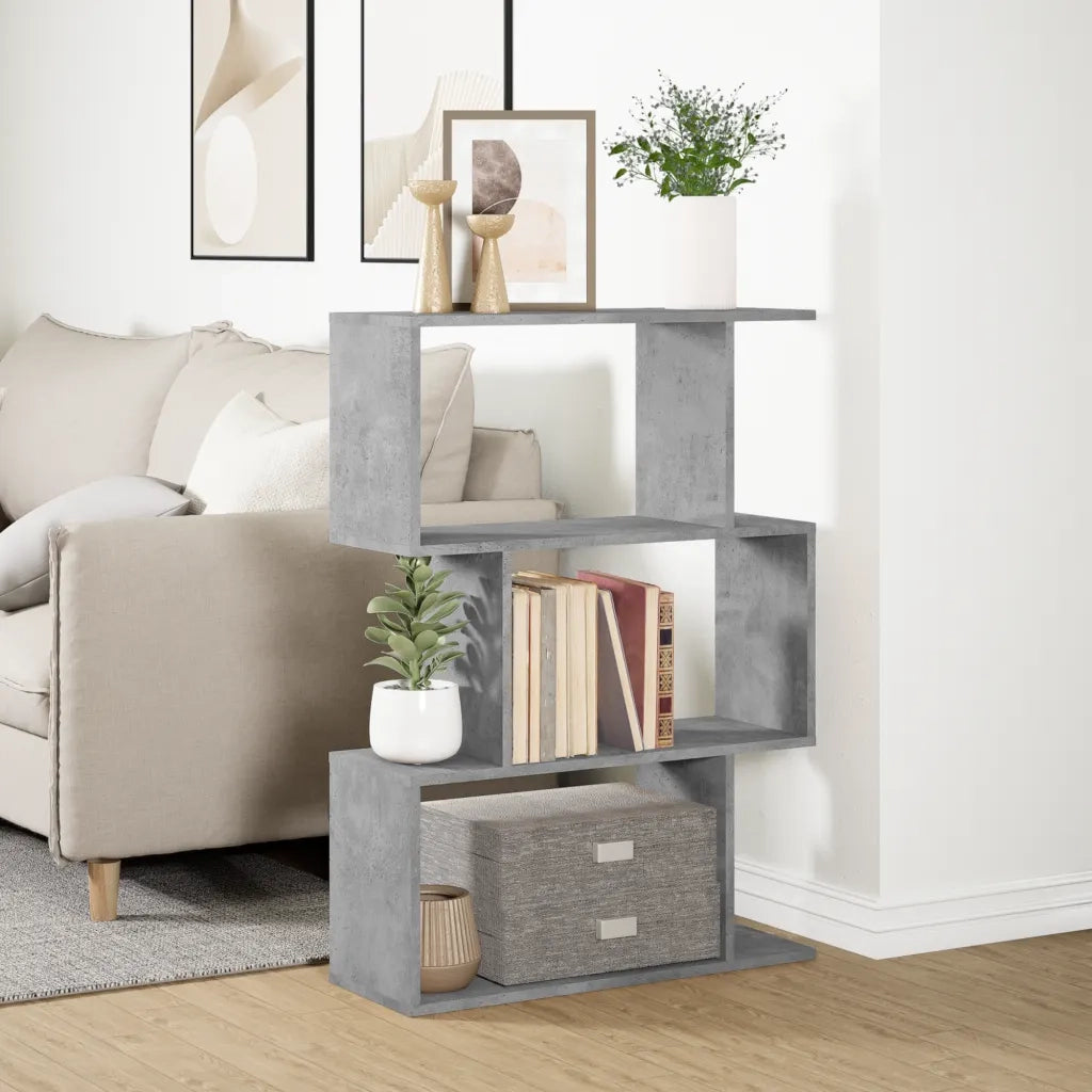 Libreria Divisorio 3Piani Grigio Cemento 70x24x97 cm Truciolato 858114
