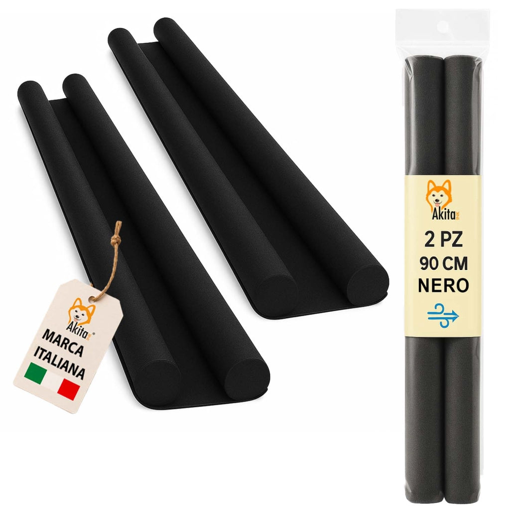 Akitaink 2 pz Paraspifferi Porta Doppia Guarnizione 90 cm Nero