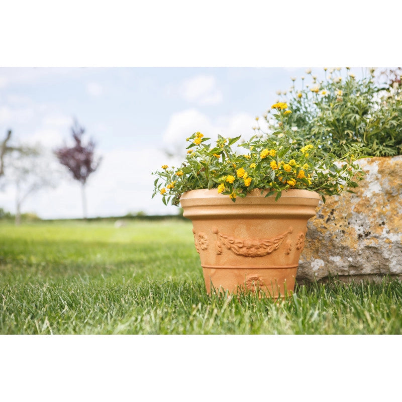 Vaso decorativo classico tradizionale Ø60 H50 in polimero resistente terracotta per piante per giardini e terrazze - Made in Italy - Monacis
