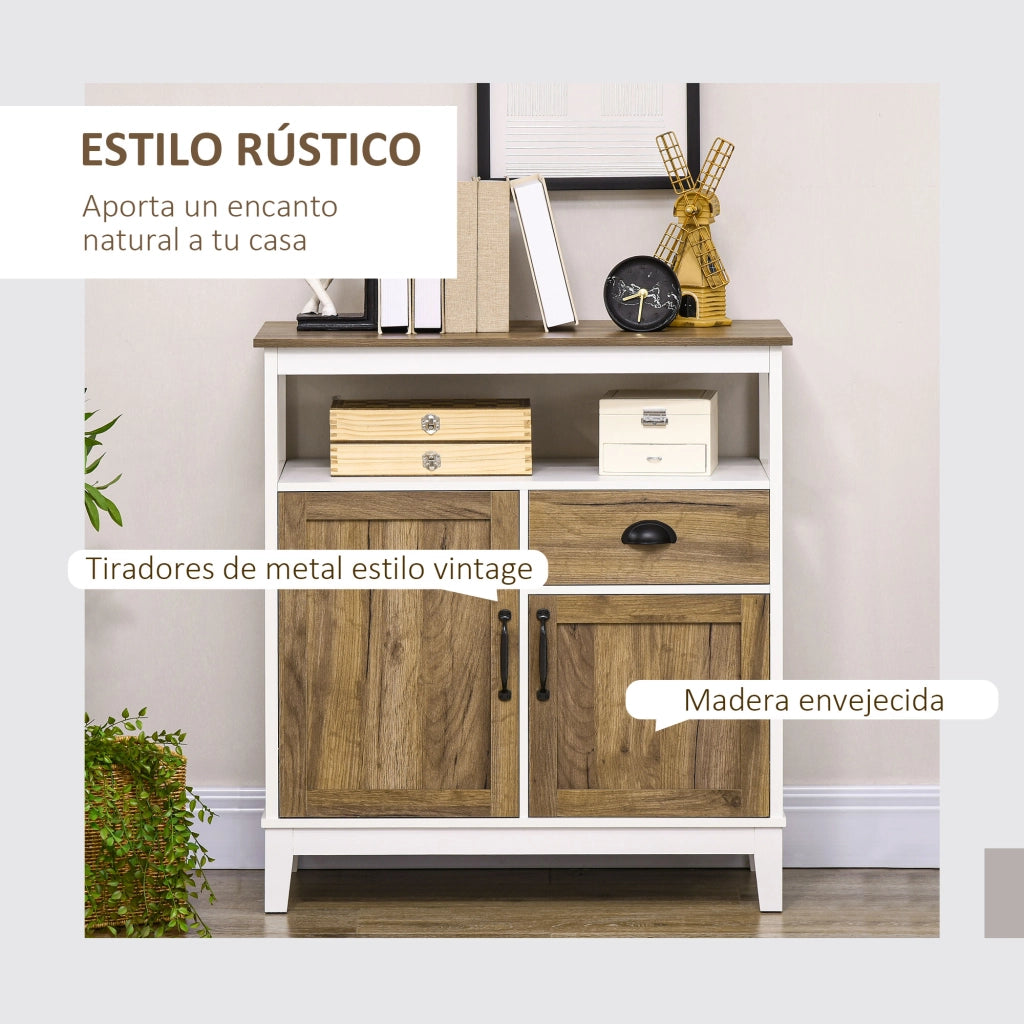 Armadio Battente ¨C Zephmum ¨C Bianco e Marrone 76,6x35x81,5 cm