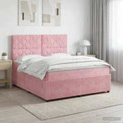 Letto box spring con materasso Rosa 160 x 200 cm Velluto 3454648