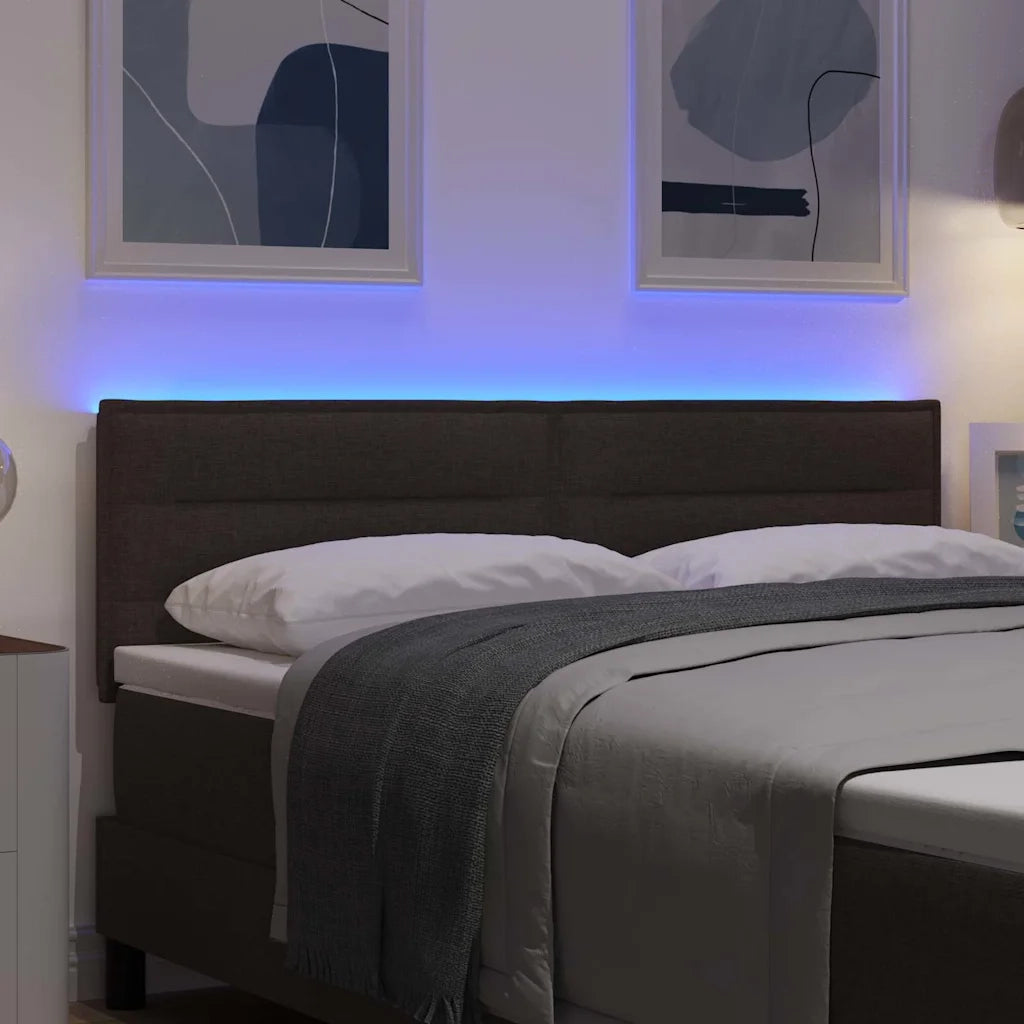 Testiera LED con strisce LED Marrone Scuro 144 cm Tessuto 3337988