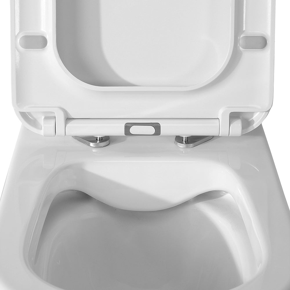 Sanitari filomuro in ceramica bianco design quadrato con copriwc e scarico rimless Kayra