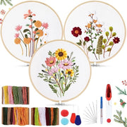 Set di cucito per principianti, set di cucito con disegno floreale e piante, set di cucito per adulti con 2 righelli di cucito in bambù, istruzioni e attrezzi, set di punti crocetti per arte fai da te, hobby.