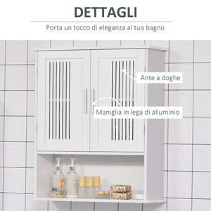 Mobiletto da Bagno a Muro 60x20x70 cm 2 Ante 1 Ripiano Bianco