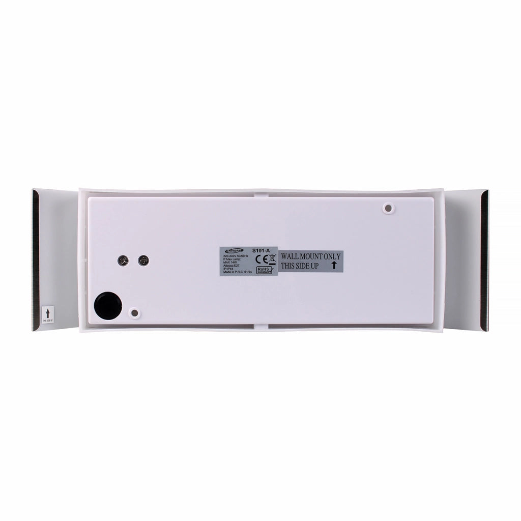 APPLIQUE PER LAMPADINE CON ATTACCO E27 PER ESTERNO - DESIGN MODERNO SEMICILINDRICO IN ACCIAIO E PVC