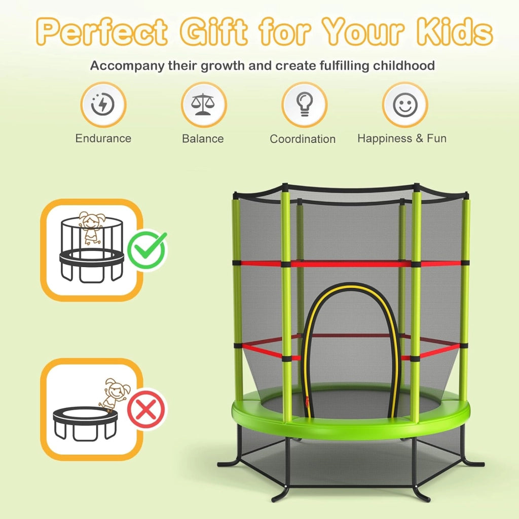 Trampolino per Bambini 3-6 Anni, Tappeto Elastico Bambini con Rete di Sicurezza e Chiusura a Cerniera, Saltarello da Esterno in Acciaio Zincato, Portato 135 kg, 165x165x161 cm