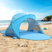 Ombrellone da Campeggio per 1-4 Persone - Ombrellone da Spiaggia Portatile - Chiusura con Tende di Vetro - Stabilità con Asti in Vetroresina - Due Porte con Cerniera - Parasole da Sole