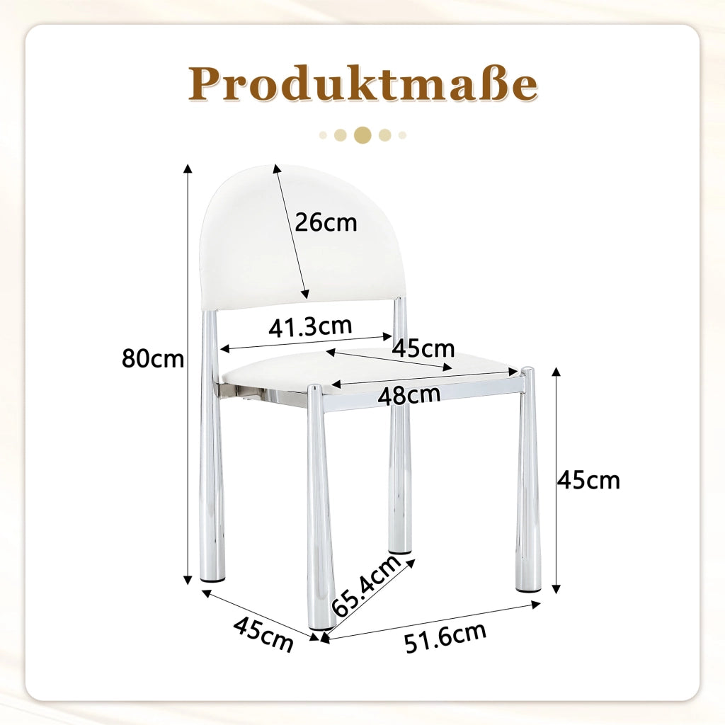 SEDIA da pranzo imbottita Set da 2 pezzi 80 cm PU Bianco