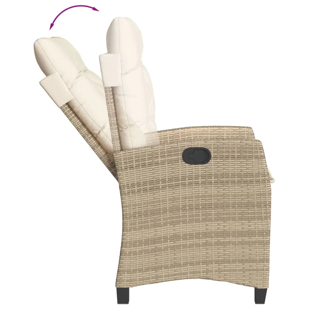 Sedie Reclinabili da Giardino 2pz con Cuscini Beige Polyrattan 365220