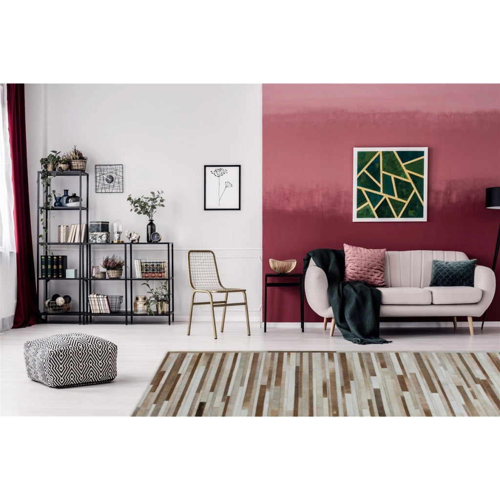 Tappeto patchwork Eclipse in pelle cucito a mano