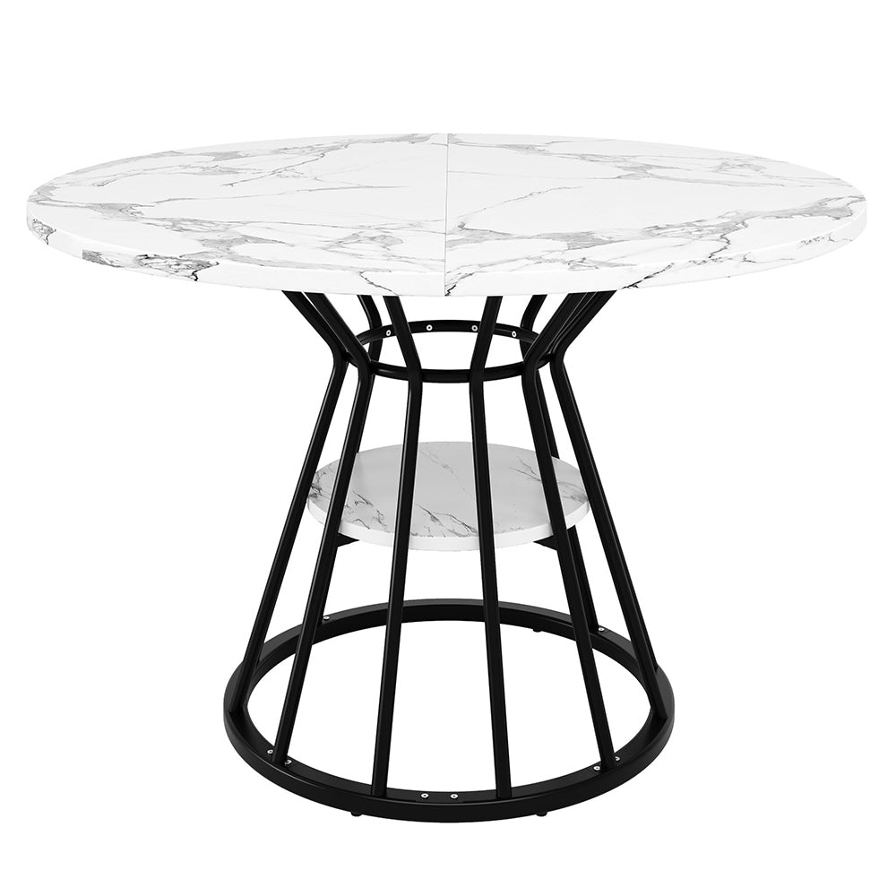 Tavolo tondo da pranzo - Xylo - marmorizzato oro/nero gambe metallo