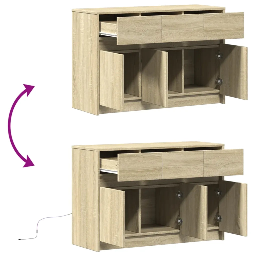 Mobile Porta TV con LED Rovere Sonoma 91x34x61 cm in Truciolato 852182