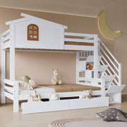Letto a castello per bambini 90x200 e 120x200 cm bianco naturale