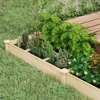 Letto Rialzato per Orto e Giardino con Divisorio Interno e Fondo Aperto, 237x60x25cm, Legno Naturale