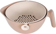 Zeef per verdure e frutta 2 in 1, 2 set, set di setaccio per verdure e frutta, setaccio con ciotola, setaccio con ciotola rotante, ciotola in plastica con setaccio, setaccio per verdure e frutta in plastica con acciaio, colore miele
