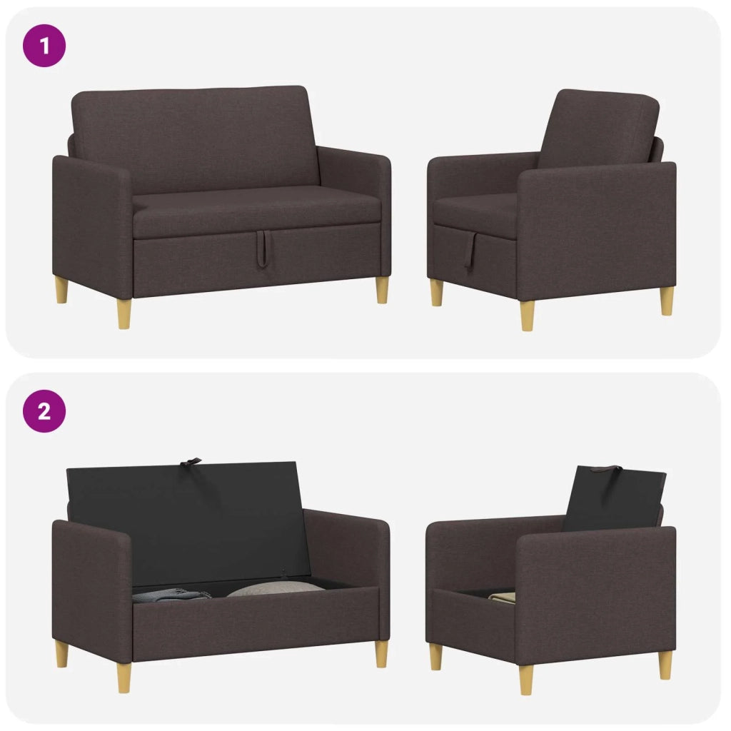 Set di Divani con Storage 2 pcs Marrone Scuro Poliestere 3429152