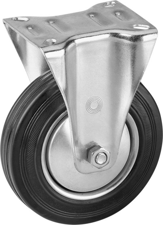 Ruota per libreria Ø 160 mm - piatto 135 x 105 mm - ruota in gomma massiccia - superficie di rotolamento morbida - ruota a rulli - carico di 150 kg / ruota di trasporto / ruota di mobili / ruota per carichi pesanti / 800900