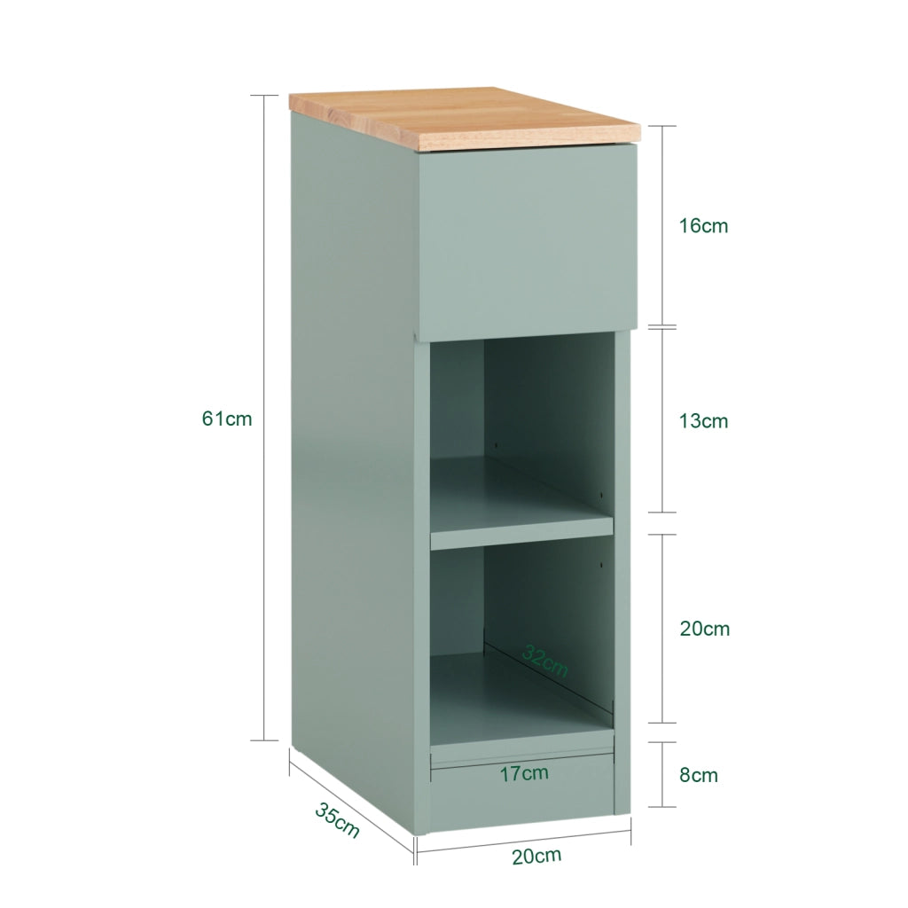 SoBuy Comodino Sottile comodino per camera da letto con cassetto e 2 ripiano comodini per camera da letto e soggiorno Tavolino divano Verde L20 x P35 x A61 cm FBT111-GR