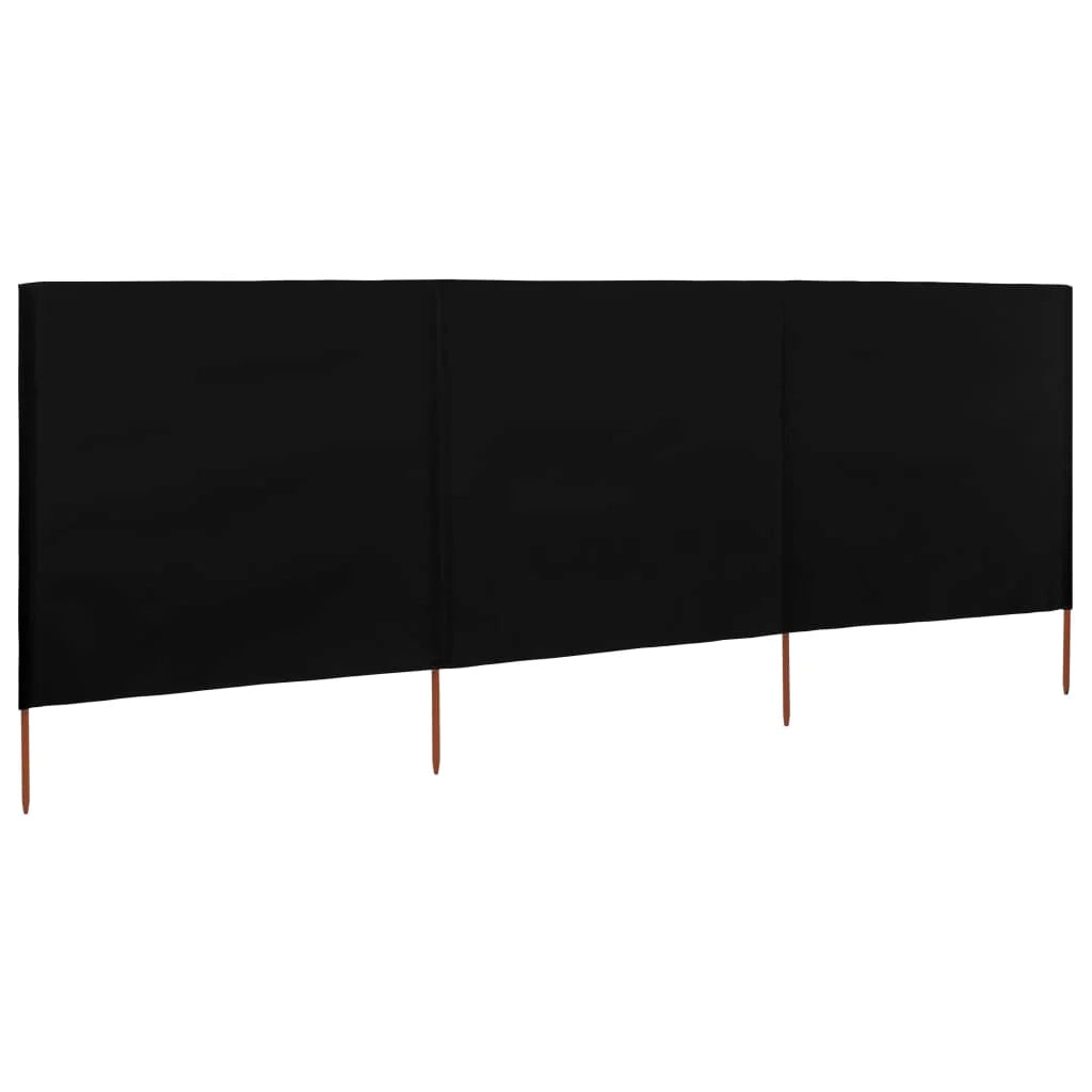 Schermo divisorio in tessuto a 3 pannelli 400 x 120 cm nero 02_0008803