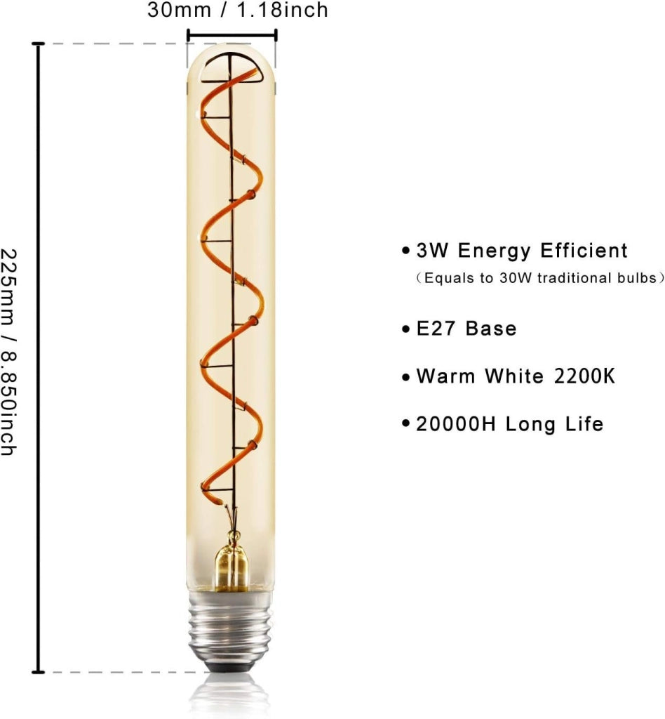 ZMH Lampadina LED tubolare vintage E27 4W Bianco caldo