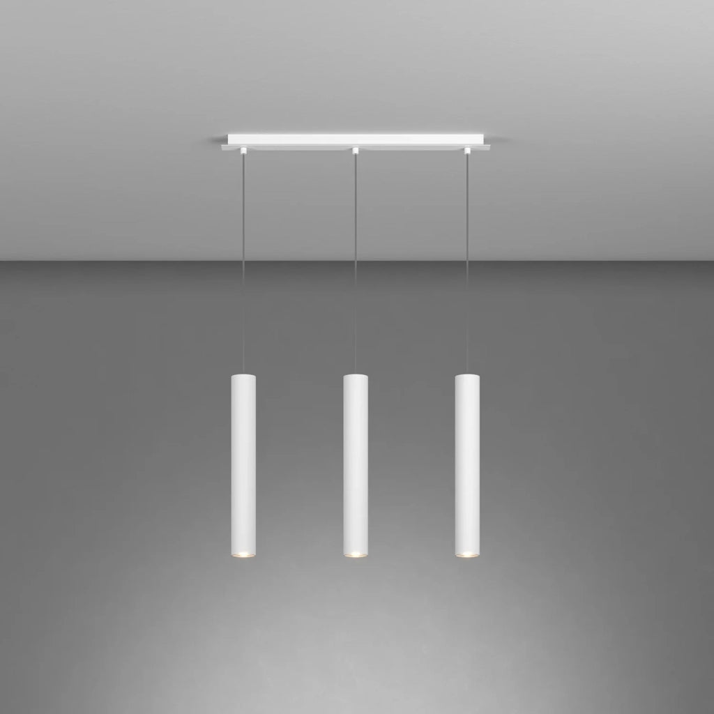 Lampadario Rettangolare Industrial-Minimal Xeana Metallo Bianco 3 Luci Gu10