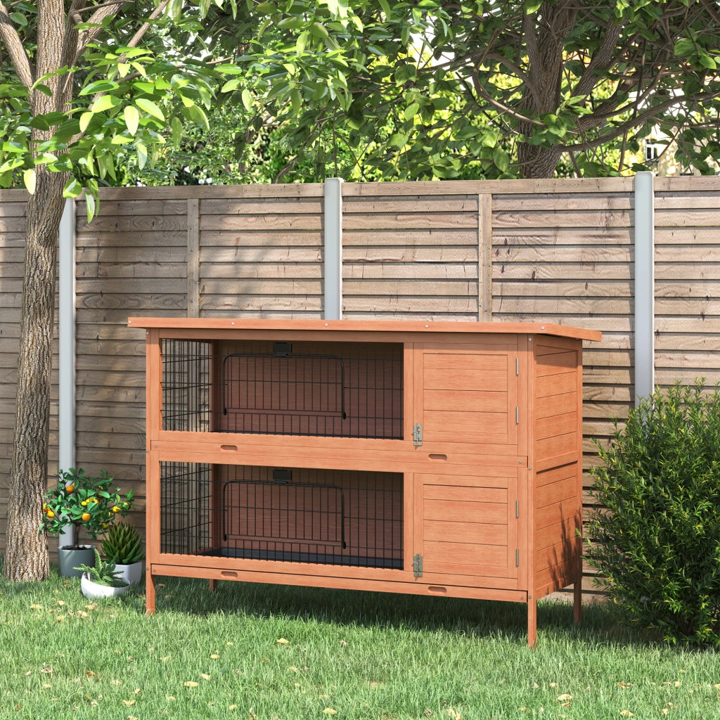 Gabbia per conigli 2 piani invernale ¨C Minimal ¨C 136x50x93 cm arancione