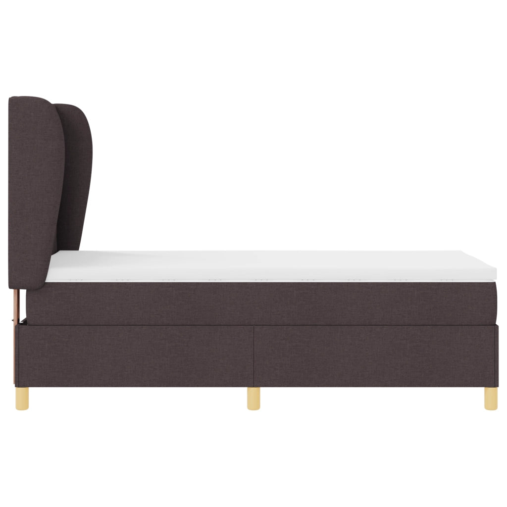 Letto con Box Spring e Materasso Marrone Scuro 100x200 cm Tessuto