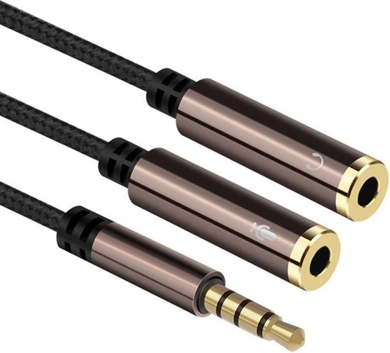 Adattatore di Cavi per Cuffie da 35mm - Divisore d'uscita per Cuffie e Microfono a Doppio Jack per Laptop e Smartphone