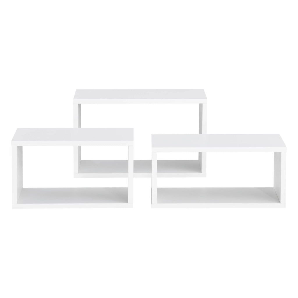 Set di 3 Mensole Rettangolari Mandal da Parete - Bianco [en.casa]