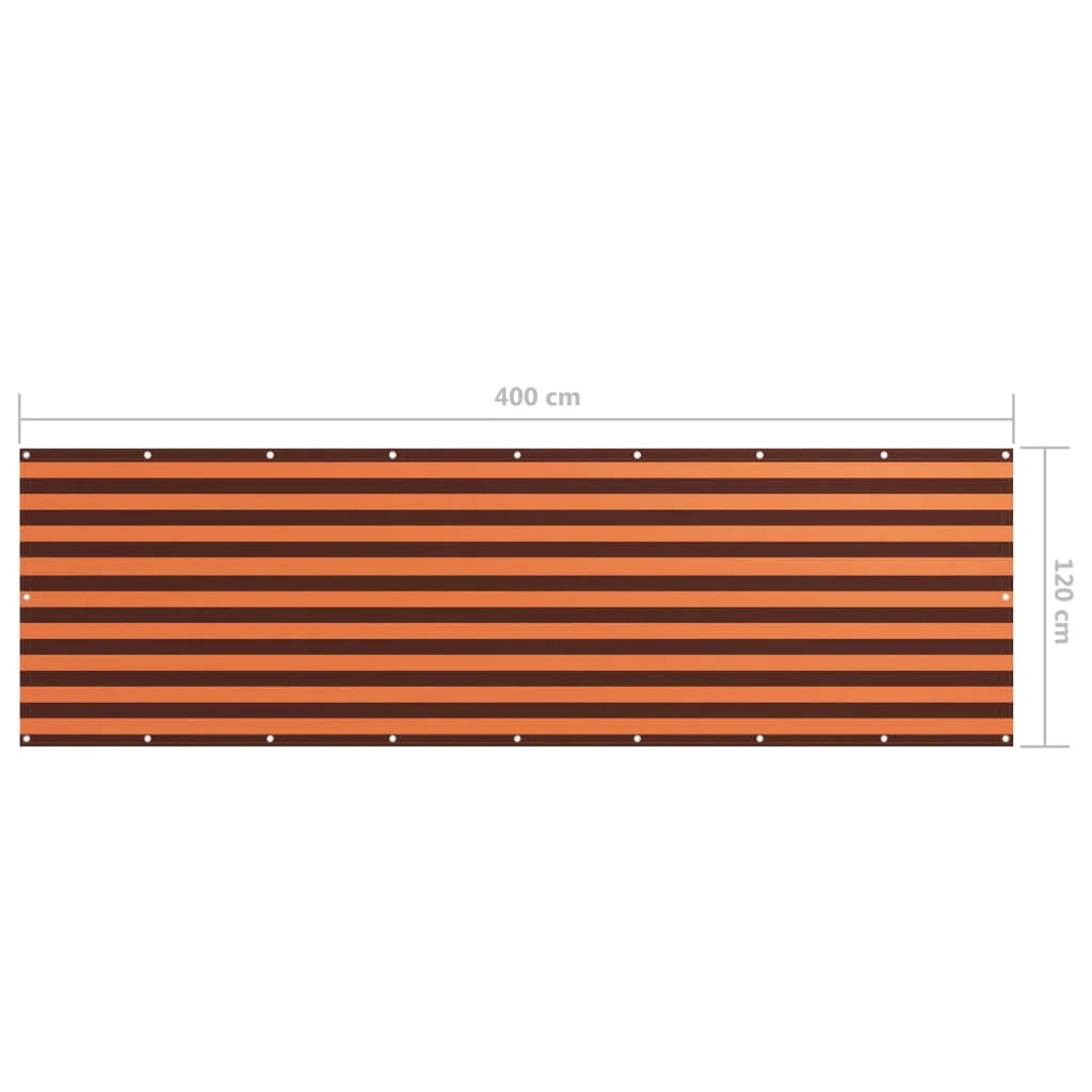 Paravento per balcone frangivista 120 x 400 cm tessuto Oxford arancione e marrone 02_0010314