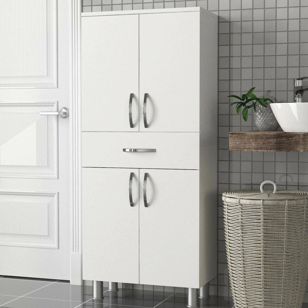 Iolana, Armadio Multiuso Grande 4 Ripiani, 59x140h cm Bianco